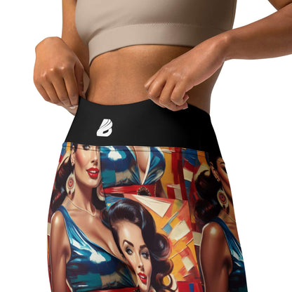 Yoga-Leggings N°48 with vibrant print, super soft and stretchy four-way stretch fabric, featuring a high waistband for comfort.