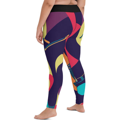 Colorful Yoga-Leggings N°46 with a high waist and four-way stretch fabric, shown in a vibrant abstract design from the back view.