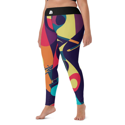 Person wearing colorful Yoga-Leggings N°46 showing comfortable stretch and high-waist design, ideal for yoga and fitness activities.