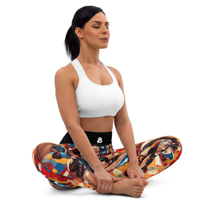 Woman practicing yoga in colorful Yoga-Leggings N°48 with a focus on flexibility and comfort.