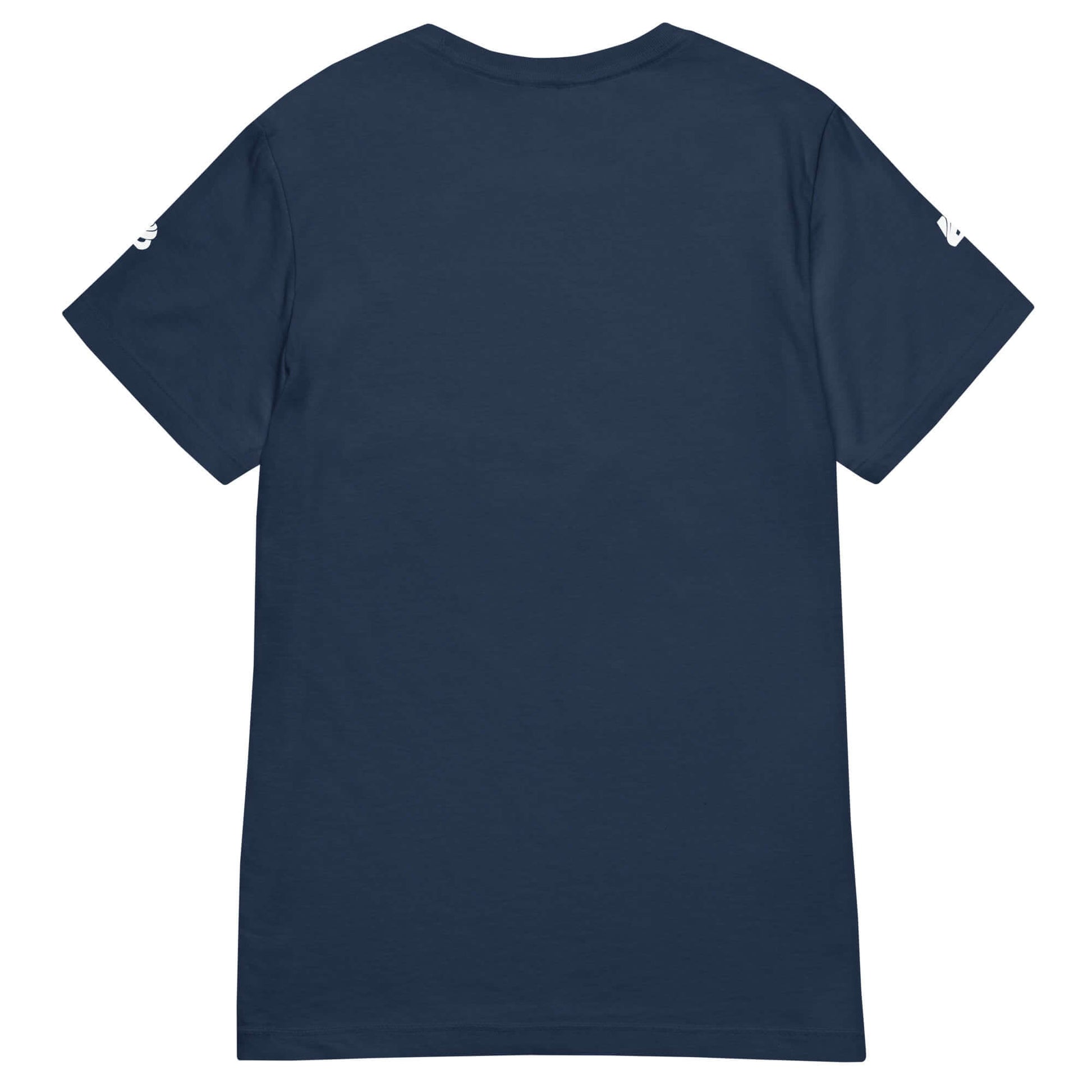 Rückansicht eines Damen Basic Softstyle T-Shirts in Navy mit lockerer Passform und weichem Stoff.