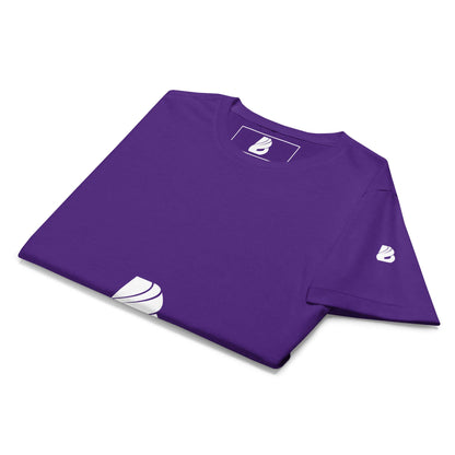Basic Softstyle T-Shirt für Damen in lila, aus weicher Baumwolle, auf einem Tisch gefaltet.