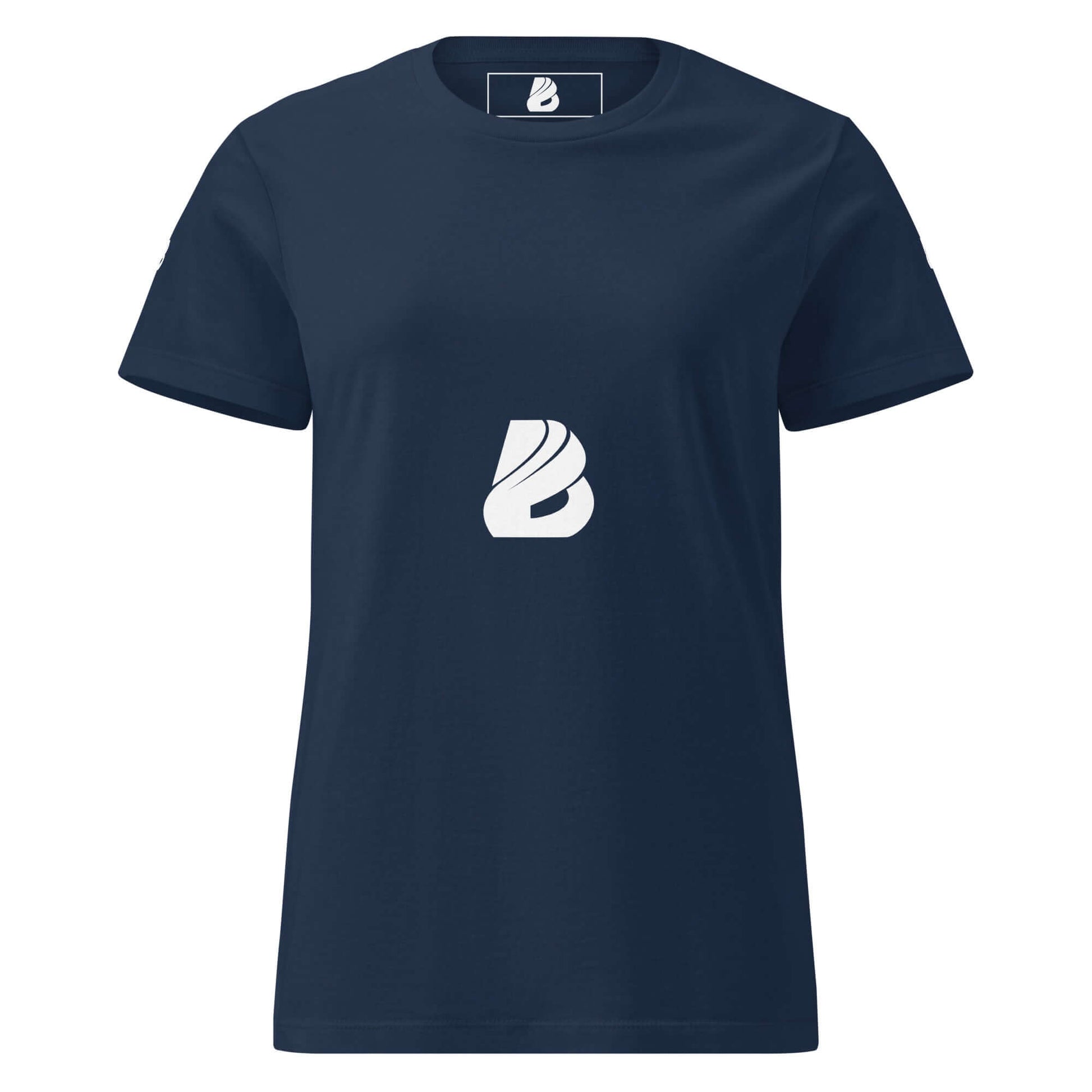 Basic Softstyle T-Shirt für Damen in navy blau mit klassischem Logo-Design auf der Vorderseite.