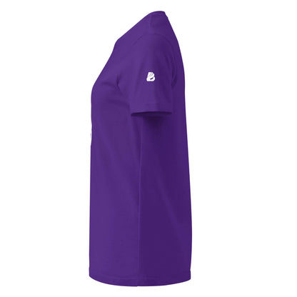Basic Softstyle T-Shirt für Damen in lila, leicht tailliert und aus 100% ringgesponnener Baumwolle, Seitenansicht.