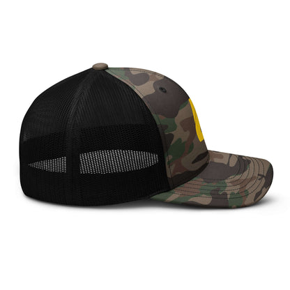 Trucker-Hat im Camouflage-Look N°0, ideal für Outdoor-Aktivitäten, mit Camo-Print, 6-Panel-Design, Baumwolle und Polyester-Mesh.