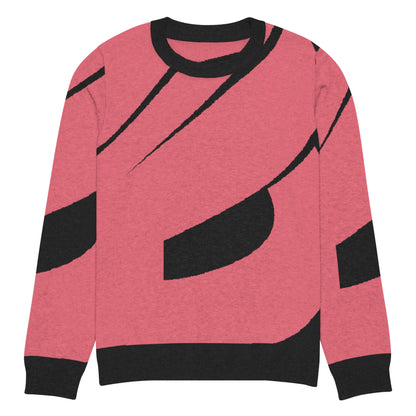 Klassischer Strickpullover mit Rundhalsausschnitt N°0 in Pink und Schwarz, extraweich und bequem, aus Baumwolle und Polyester, perfekt für jeden Anlass
