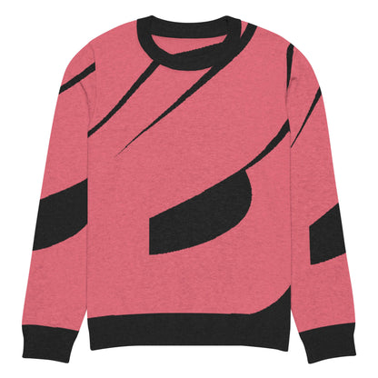 Klassischer Strickpullover mit Rundhalsausschnitt N°0 in pink und schwarz, ideal für lässige oder formelle Anlässe. Unisex-Größen verfügbar.