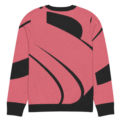 Klassischer Strickpullover mit Rundhalsausschnitt N°0 in pink and black, featuring soft and lightweight knit fabric, unisex design.