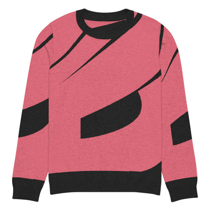 Klassischer Strickpullover mit Rundhalsausschnitt N°0, extraweich, in Rosa mit schwarzem Design für stilvolle und bequeme Mode.