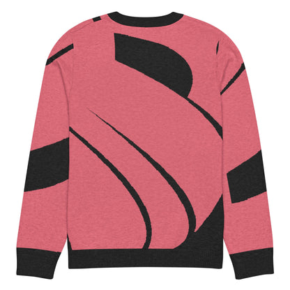 Klassischer Strickpullover mit Rundhalsausschnitt N°0 in rosa und schwarz, eignet sich für lässige oder elegante Anlässe.