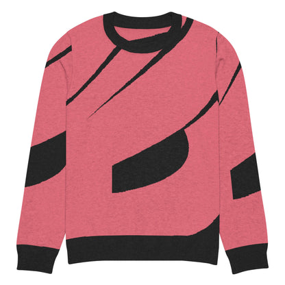 Klassischer Strickpullover mit Rundhalsausschnitt N°0 in Rosa mit modernen schwarzen Akzenten, ideal für Casual und formelle Anlässe.