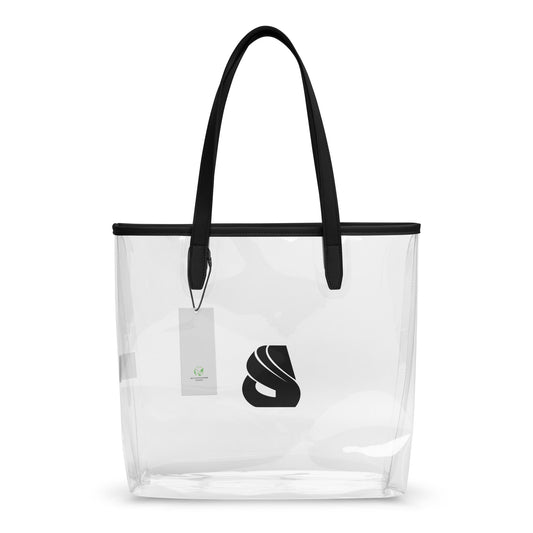 Durchsichtige Tragetasche mit schwarzen Tragegriffen und klarem Design, ideal für Konzerte und Strandtage. Robuste Verarbeitung, TPU Material.