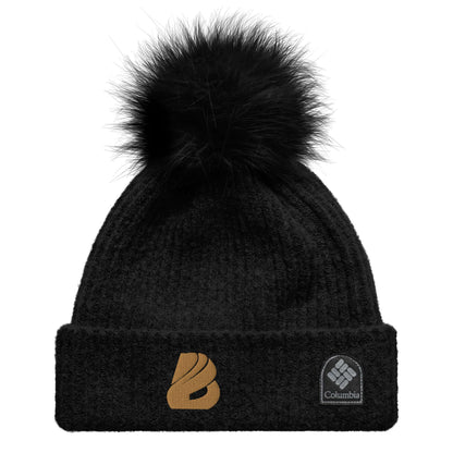 Columbia Bommelmütze with soft pompom, black knit design with fleece lining, perfect for a stylish winter.
