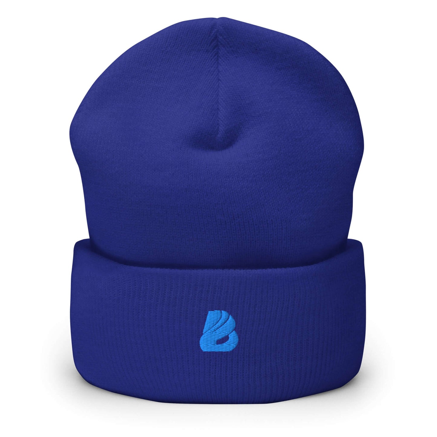 Umgeschlagene Beanie in Blau mit Logo, 100% Turbo-Acryl, hypoallergen, unisex und handwaschbar, ideal für kaltes Wetter.