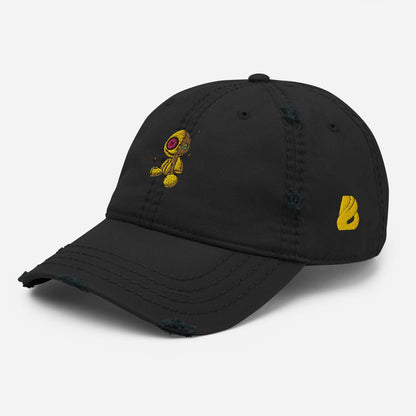 Dad-Hat im Used-Look N°1 in black with embroidered cartoon design and distressed style
