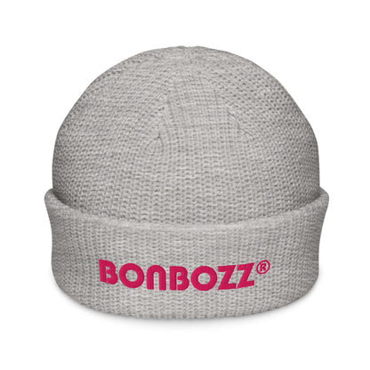 Fischermütze N°0 in Grau mit BONBOZZ® Logo, warme, gerippte Beanie für Trend und Komfort, vielseitig für kaltes Wetter geeignet.