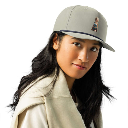 Alt Tag: Woman wearing a stylish Golfcap with structured fit, contrasting band, and adjustable snapback closure, perfect for any outing.