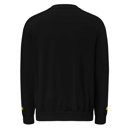 Urbaner Pullover in Schwarz, Rückansicht, Oversized-Fit, gerippte Bündchen, hochwertiges Fleece, lässiges Sweatshirt-Design.