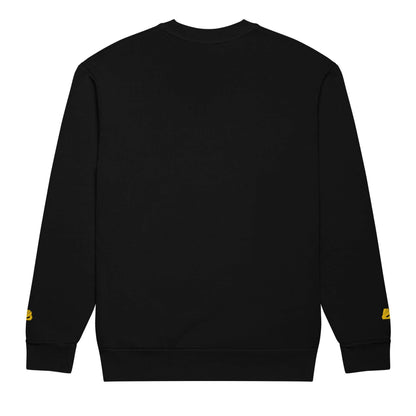 Urbaner Pullover, schwarzes Oversized-Sweatshirt aus hochwertigem Fleece mit Rundhalsausschnitt und gerippten Bündchen, Rückansicht