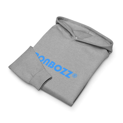 Boxy-Hoodie für Herren in Carbon Grey mit blauer Schrift, aus dicht gewebtem Fleece, oversized für einen markanten Look.
