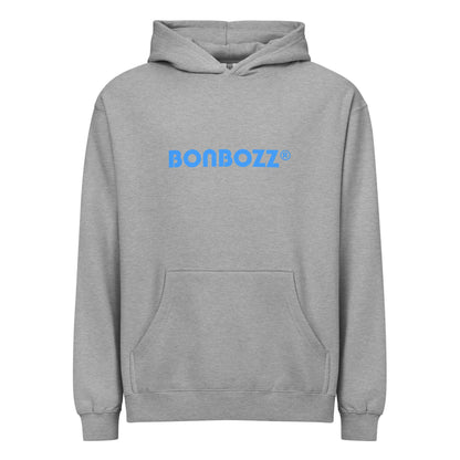 Boxy-Hoodie für Herren in Grau mit Bonbozz Logo, weiches Fleece, oversized Passform