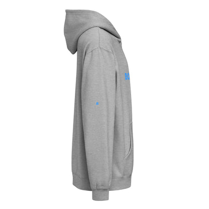 Boxy-Hoodie für Herren in Carbon Grey, seitliche Ansicht aus dicht gewebtem Fleece mit markanter Boxy-Passform und überlappendem Halsausschnitt.