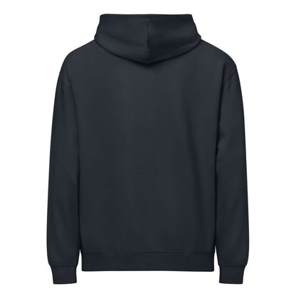 Boxy-Hoodie für Herren aus dicht gewebtem Fleece, Carbon Grey Farbe, Rückansicht mit Kapuze und weichem Oversized-Design.