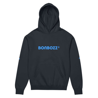 Boxy-Hoodie für Herren in Carbon Grey with Bonbozz logo, showcasing soft fleece and oversized design for a stylish and comfortable fit.