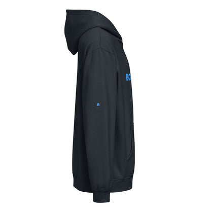 Side view of Boxy-Hoodie für Herren in Carbon Grey, featuring soft fleece and oversized design for modern style.