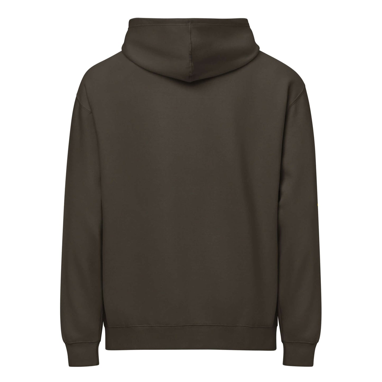 Rückansicht des Boxy-Hoodie für Herren in Carbon Grey mit übergroßer Passform und weichem Fleecegewebe.