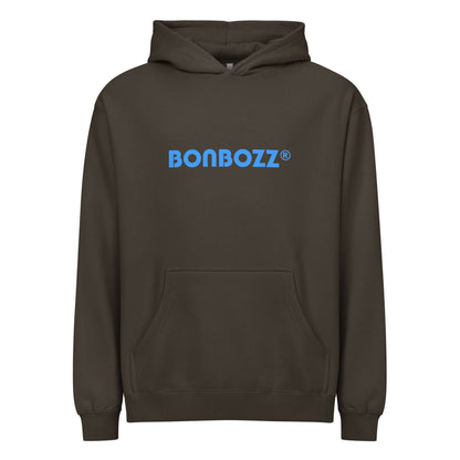 Boxy-Hoodie für Herren in Carbon Grey mit Bonbozz-Logo, weiches Fleece, oversized Schnitt, ideal für lässige Anlässe.