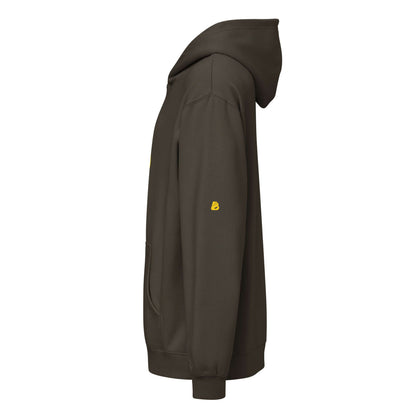 Side view of Boxy-Hoodie für Herren in Carbon Grey with a relaxed fit, showcasing soft fleece material and deep-set shoulders.
