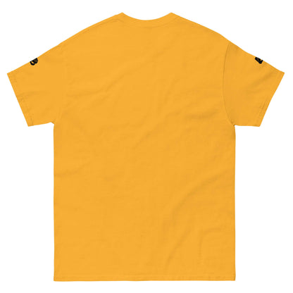 Klassisches Herren-T-Shirt N°1 aus 100 % Baumwolle in Gelb, Rückansicht. Ideal für strukturierten Look und Lagenlooks.