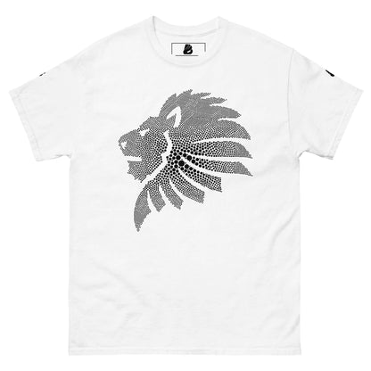Klassisches Herren-T-Shirt N°1, 100% Baumwolle, weißes Shirt mit punktiertem Löwendesign, bequem und modisch.