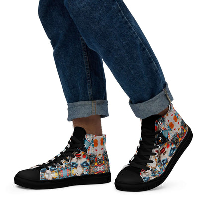 High-Top Leinenschuhe für Herren N°9, trendige Canvas-Schuhe mit buntem Design, kombiniert mit Jeans, atmungsaktiv und modisch.