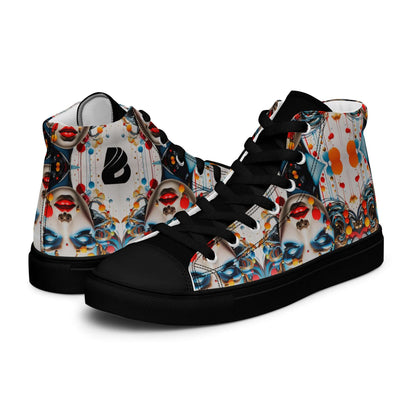 High-Top Leinenschuhe für Herren N°9 - trendige Canvas-Schuhe mit buntem Design und schwarzer Schnürung
