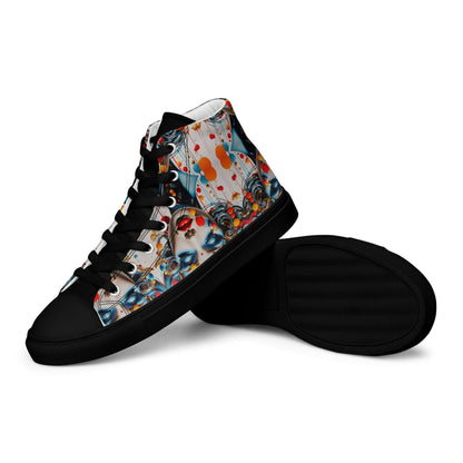 High-Top Leinenschuhe für Herren N°9 with colorful graphic design, featuring a breathable lining and cushioned collar.