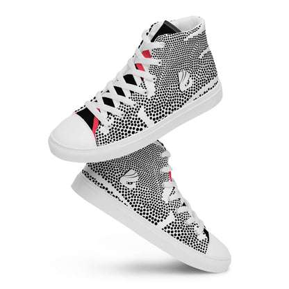 Modern High-Top Leinenschuhe für Herren N°6 with breathable lining and EVA sole, featuring unique polka dot design in black and white.