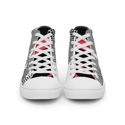 High-Top Leinenschuhe für Herren N°6, handgefertigte Schuhe mit Polka-Dot Muster, EVA-Gummisohle und Kunstleder-Zehenkappe - Vorderansicht