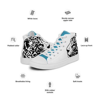 High-Top Leinenschuhe für Herren N°5 with EVA rubber outsole, breathable lining, white laces, padded collar, and front lace-up.