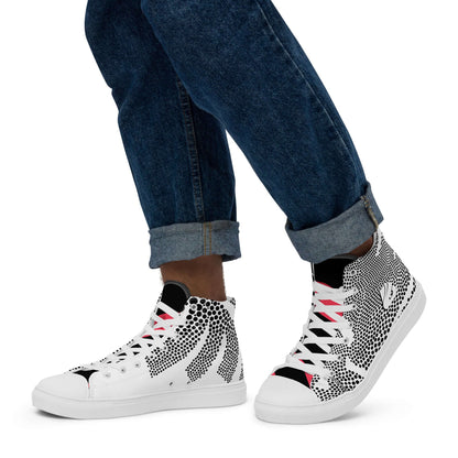 High-Top Leinenschuhe für Herren N°6 in modernem Design, kombiniert mit Jeans, zeigen trendigen Look.