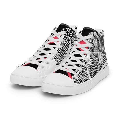 High-Top Leinenschuhe für Herren N°6 mit Kunstleder-Zehenkappe und EVA-Gummisohle, trendiges Muster, weiße Schnürsenkel.