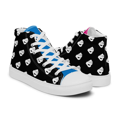 High-Top Leinenschuhe für Herren N°7, handgefertigt mit schwarzem Muster, ideal für Modebewusste, atmungsaktives Futter