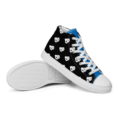 High-Top Leinenschuhe für Herren N°7, black canvas shoes with white soles and laces, EVA rubber sole, stylish men's fashion footwear