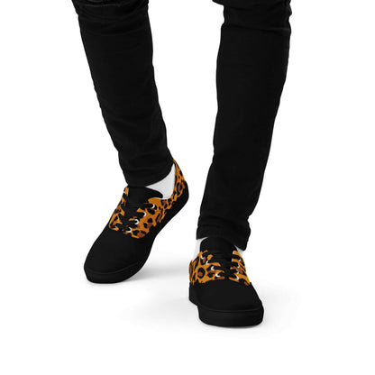 Herren-Canvas-Schuhe in Schwarz mit Leopardenmuster, atmungsaktiv und vielseitig für den Alltag.
