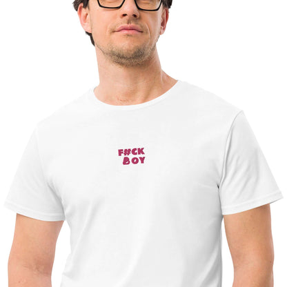 Herren-T-Shirt aus Premium-Baumwolle N°2, weiß mit rotem Aufdruck, klassische Passform, ideal für modische und legere Outfits.