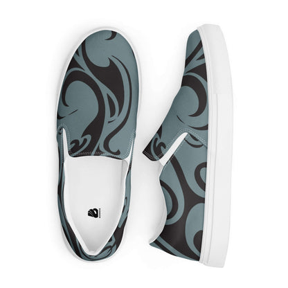 Herren-Canvas-Slipper N°2 in grauem Muster, komfortabel mit herausnehmbaren Einlegesohlen und Gummilaufsohlen, ideal für modische Outfits.