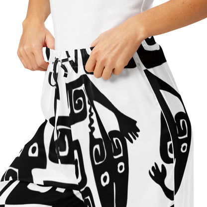 Pyjama-Hose für Damen mit dekorativem Muster, seidiges Material, entspannte Passform für ultimativen Komfort.