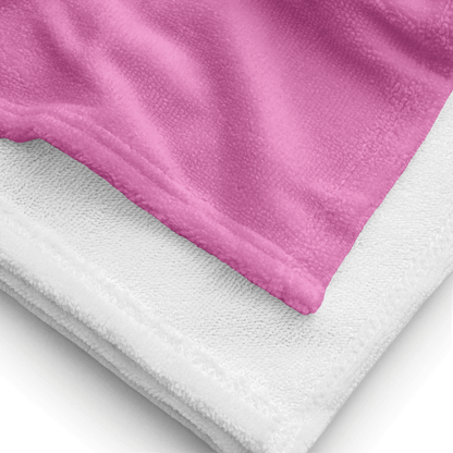 Superweiches Handtuch aus Baumwolle und Polyester in Rosa und Weiß, 76 × 152 cm groß, für stilvolles Badezimmer-Design.