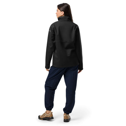 Weiche Columbia Softshell-Jacke N°1 in Schwarz von hinten, ideal für Outdoor-Abenteuer mit wind- und wasserabweisendem Material.